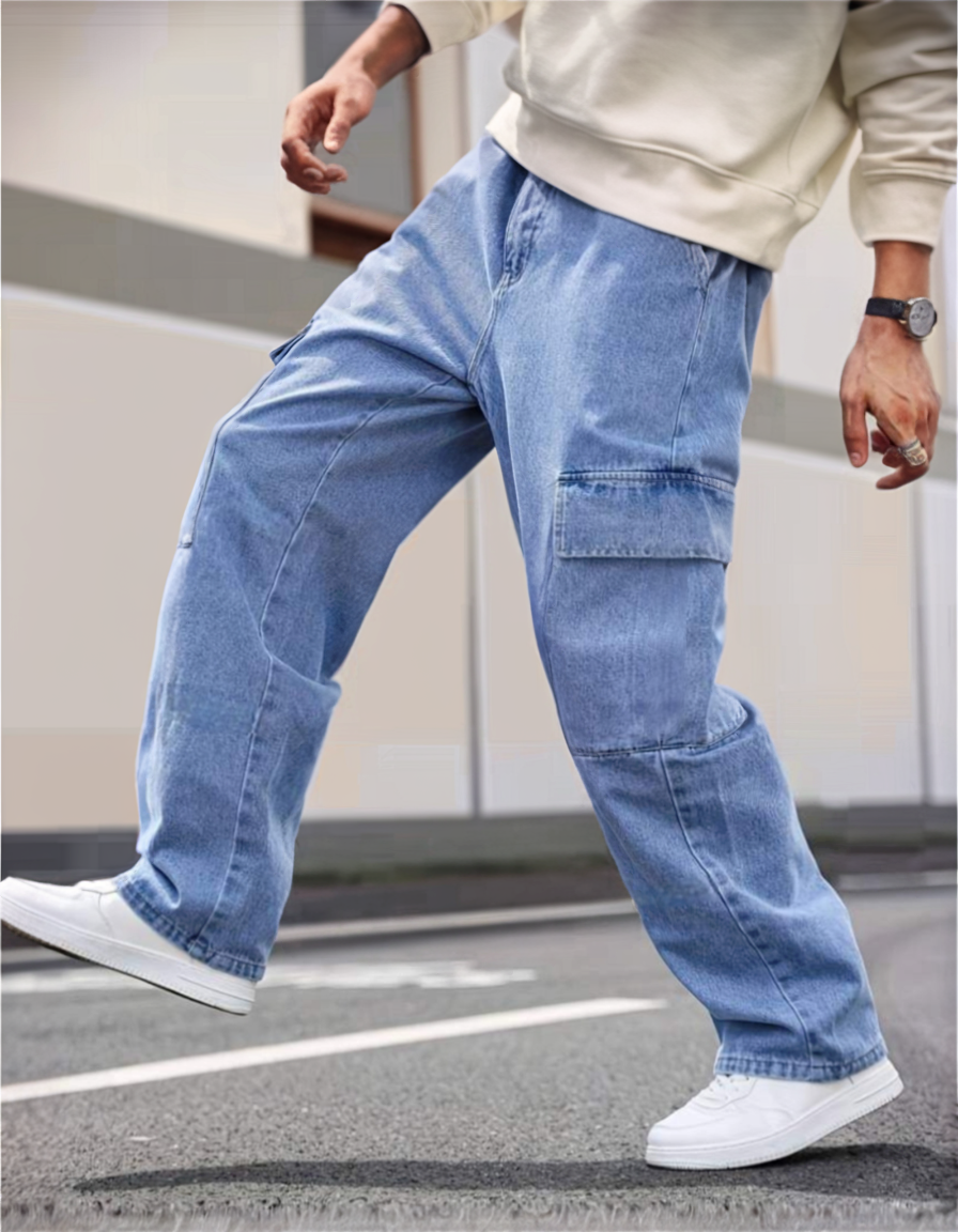 Men's Baggy Cargo Denim Jeans