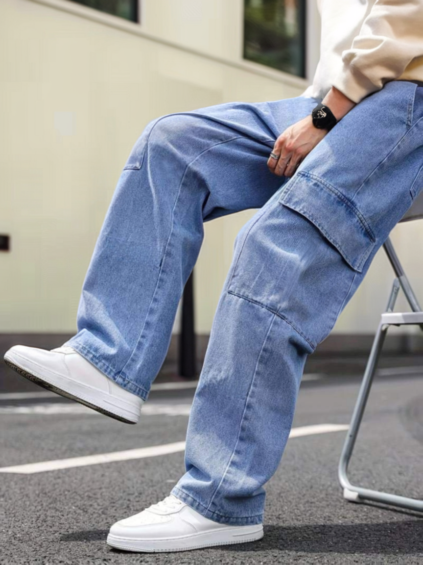 Men's Baggy Cargo Denim Jeans